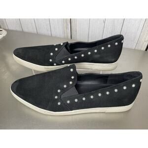Karl Lagerfeld Paris Amory Suede Leather Black Pearl Slip On Shoes Size 10
